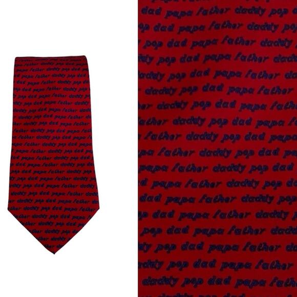 Alynn Neckware Daddy Pop Necktie Red Dad Pop Papa Silk Novelty USA Vintage Gift - Picture 1 of 13